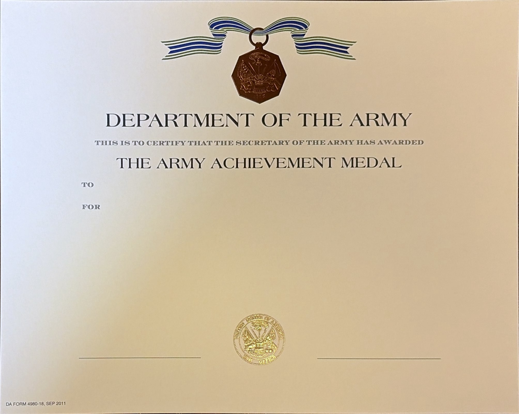 Blank AAM certificate