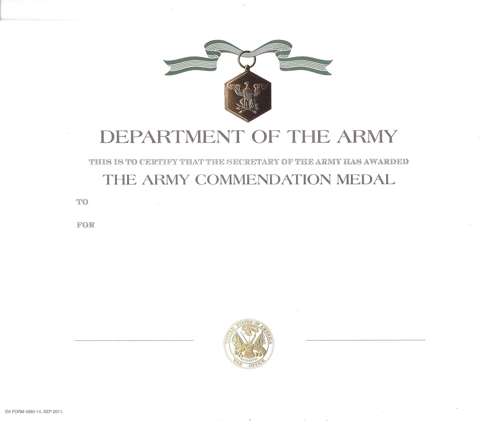 Blank ARCOM certificate