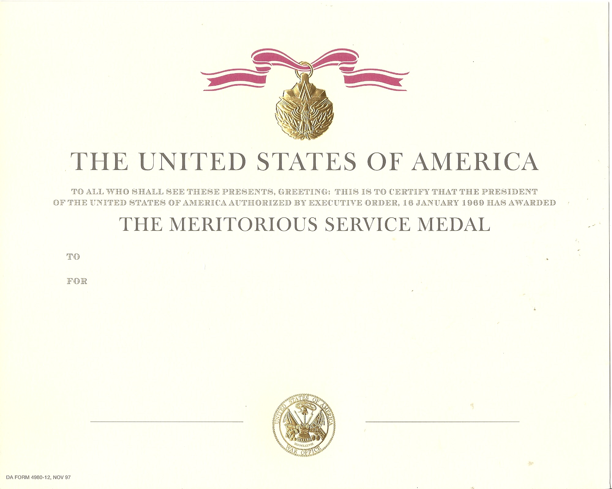 Blank MSM certificate